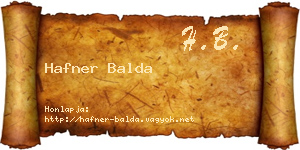 Hafner Balda névjegykártya